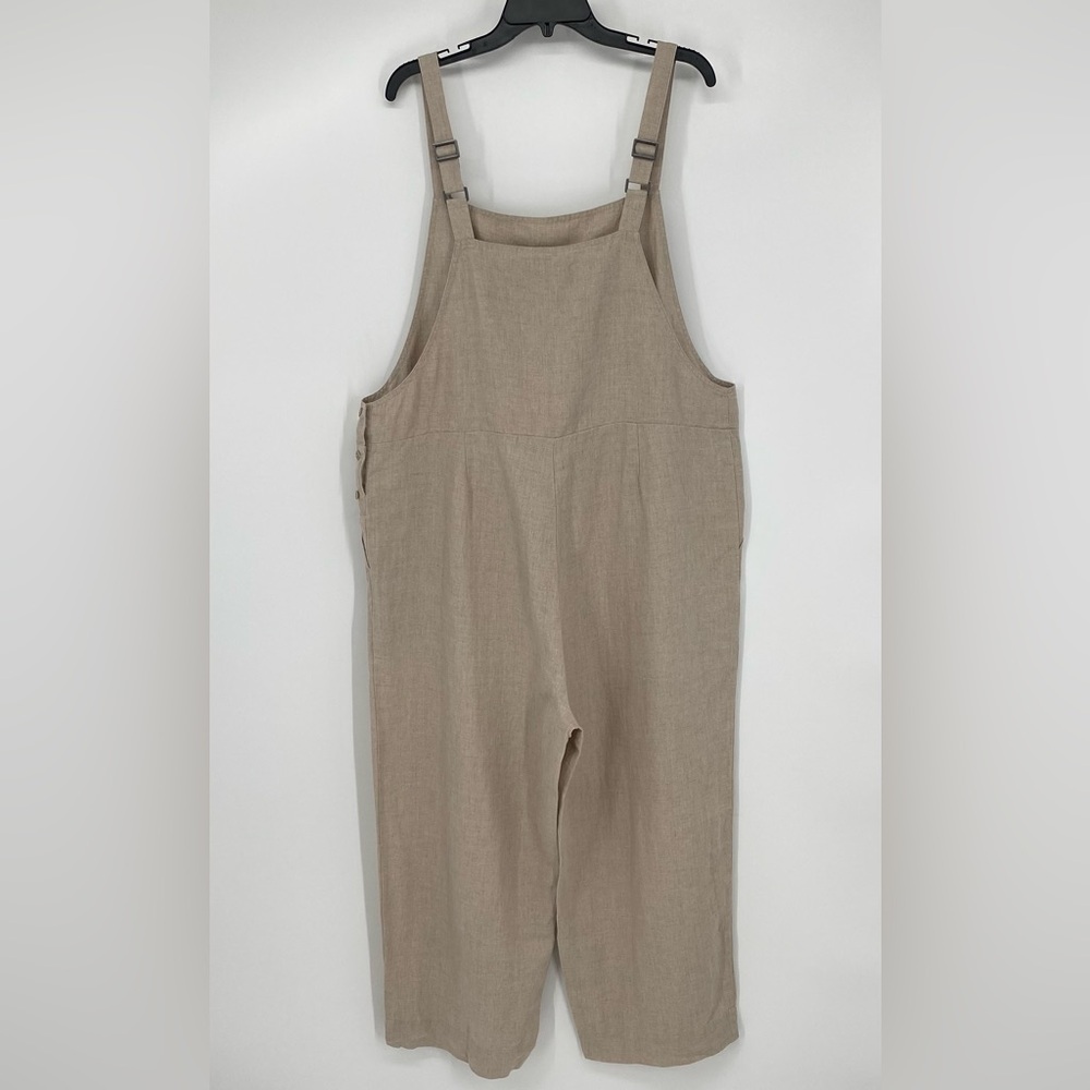 Eileen Fisher Cropped Organic Linen Overalls Size XL - Picture 5 of 9